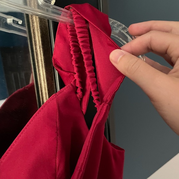 Off-Shoulder Satin A-Line Dress - Picture 7 of 10